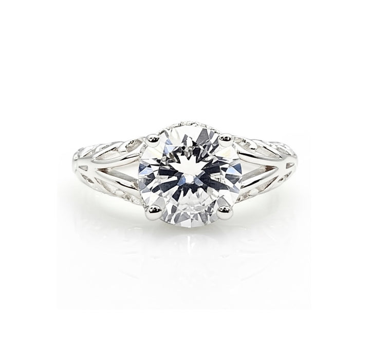 Sterling Silver Round CZ Swirl Ring CZ-ER-78