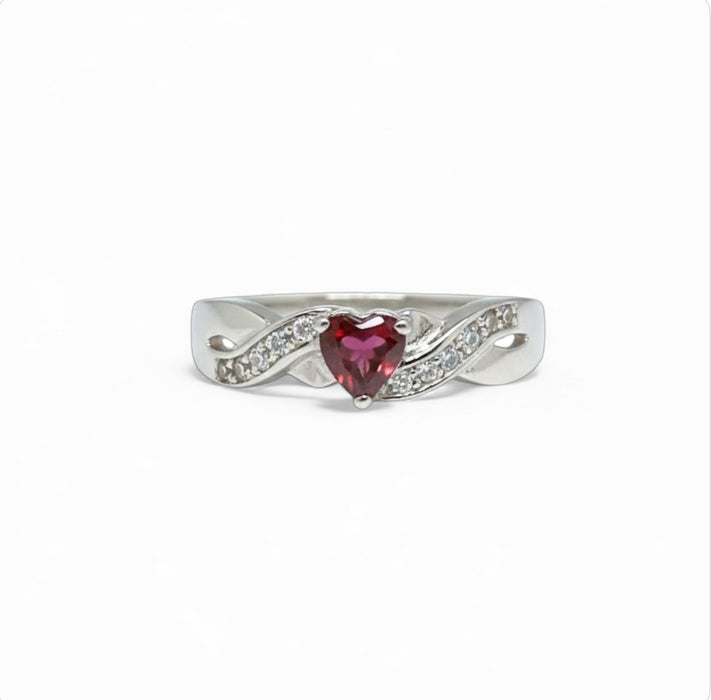 Sterling Silver Heart Promise Ring-AE-102