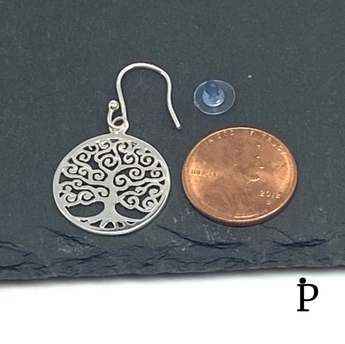 (AP-48) .925 Silver Tree of Life Dangle Earrings