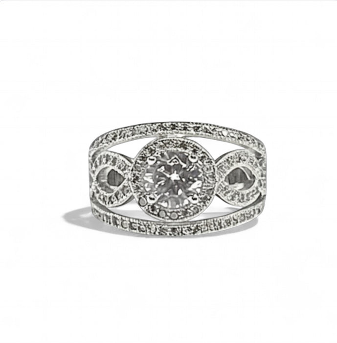 Sterling Silver Infinity Solitaire Wedding Ring-ER-82