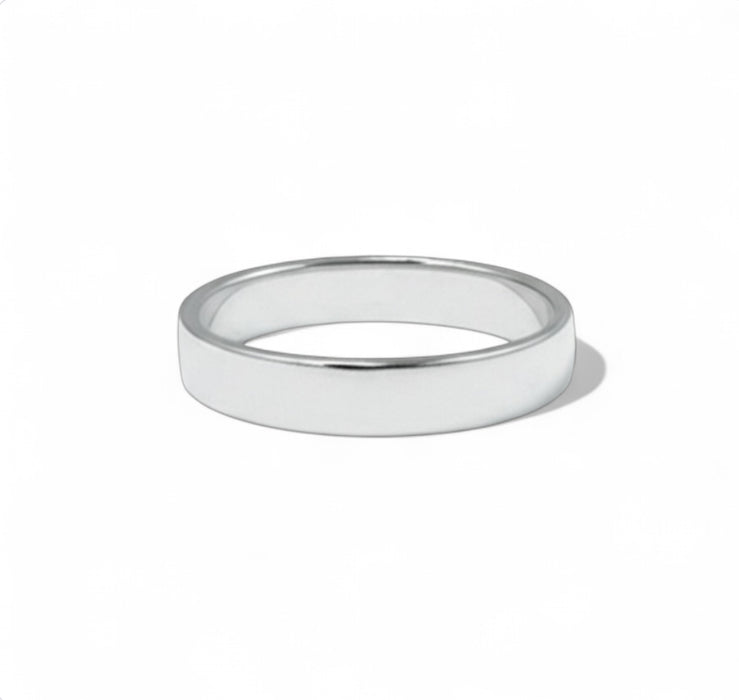 Sterling Silver Round & Plain CZ Ring Set-ER-98