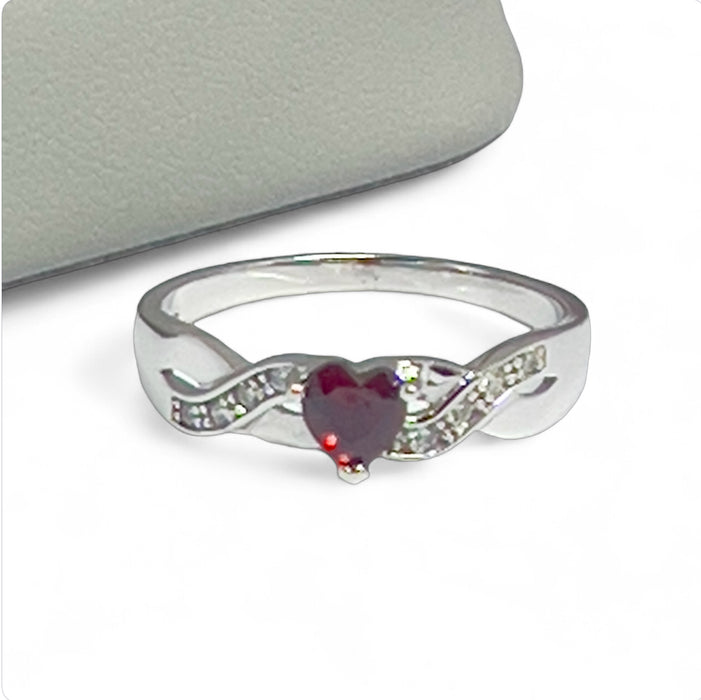 Sterling Silver Heart Promise Ring-AE-102