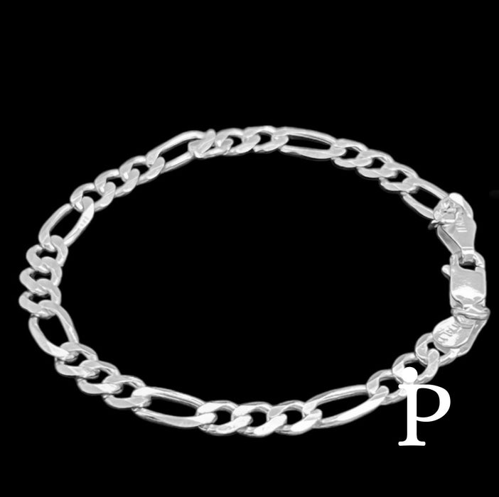 Sterling Silver Figaro Link Chain Bracelet-7.0"-SB-28