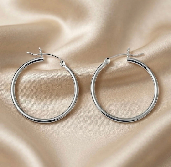 Sterling Silver 2.0MM x 30MM Hoop Earrings-SE-04