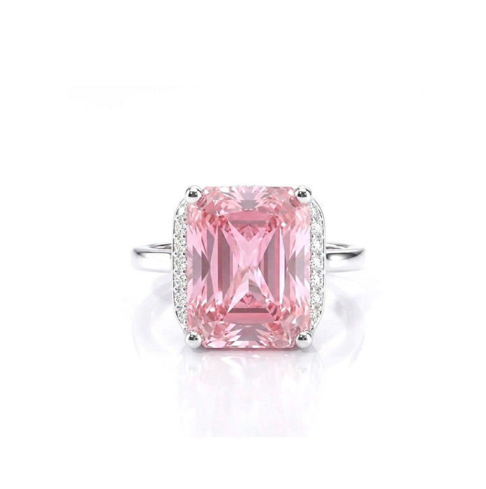 Sterling Silver Pink CZ Ring-AE-54