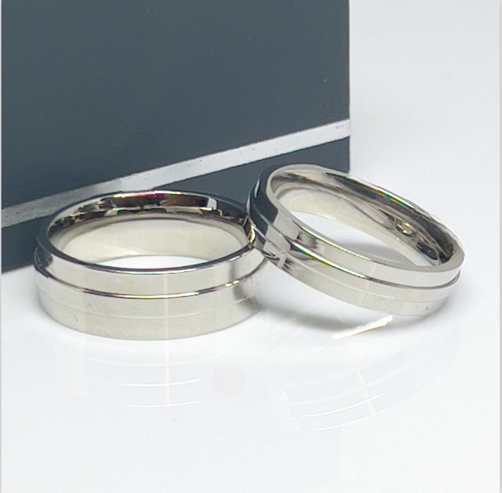 Stainless Steel Set Elegant Wedding Band-CS-09