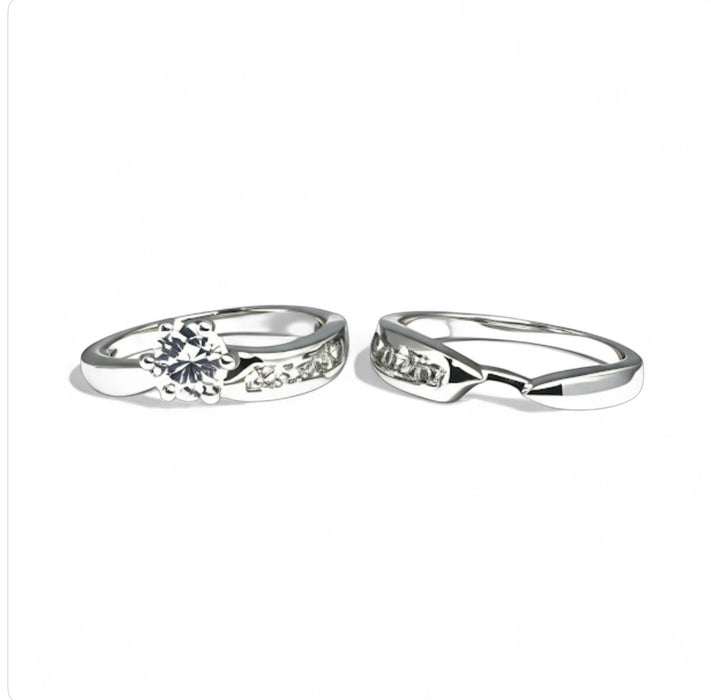 Sterling Silver Round Cut Clear Cubic Zirconia Rings -ER-134