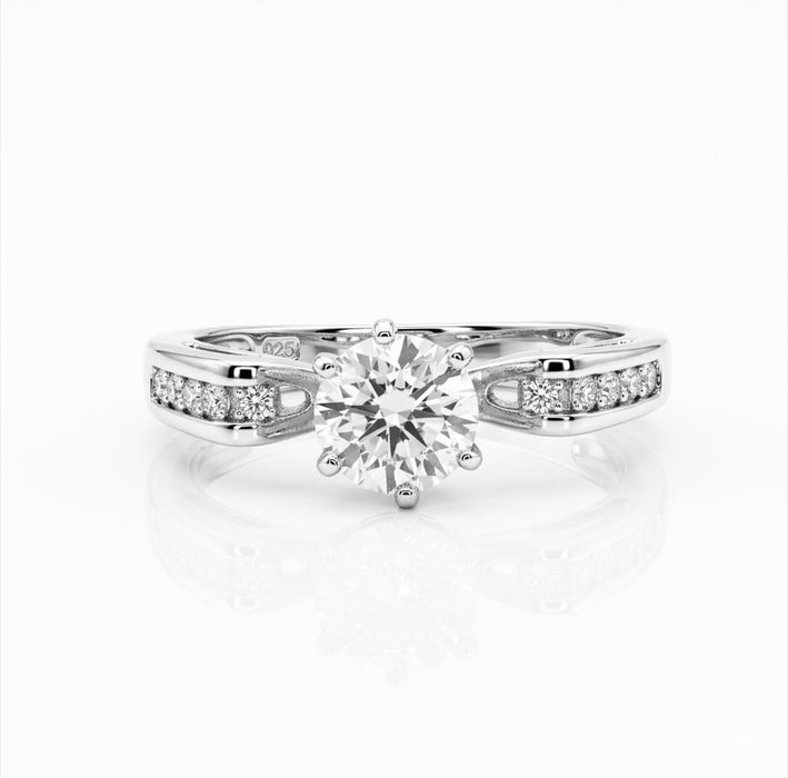 Sterling Silver CZ Engagement Ring-ER-79