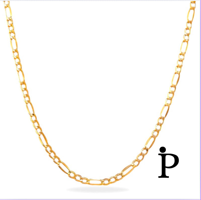 Hollow Figaro Chain in 14K Yellow Gold, 2.MM, 24"-GCH-08