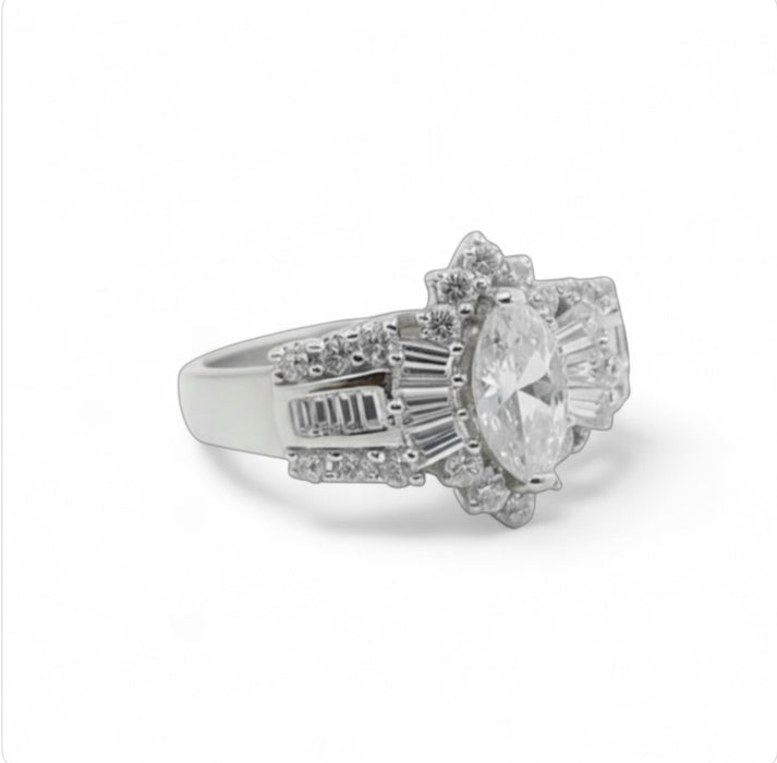 Sterling Silver Marquise CZ Engagement Ring-ER-175