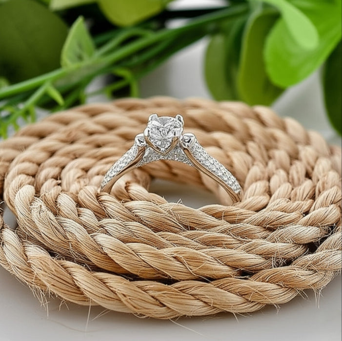 Sterling Silver Round Cut Engagement CZ Ring-ER-69
