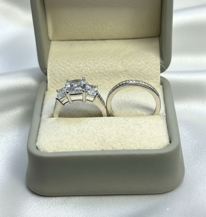 Sterling Silver Trio Wedding Ring Sets-SST-11