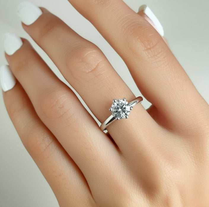 Sterling Silver Engagement Ring with Round Cut CZ-ER-65