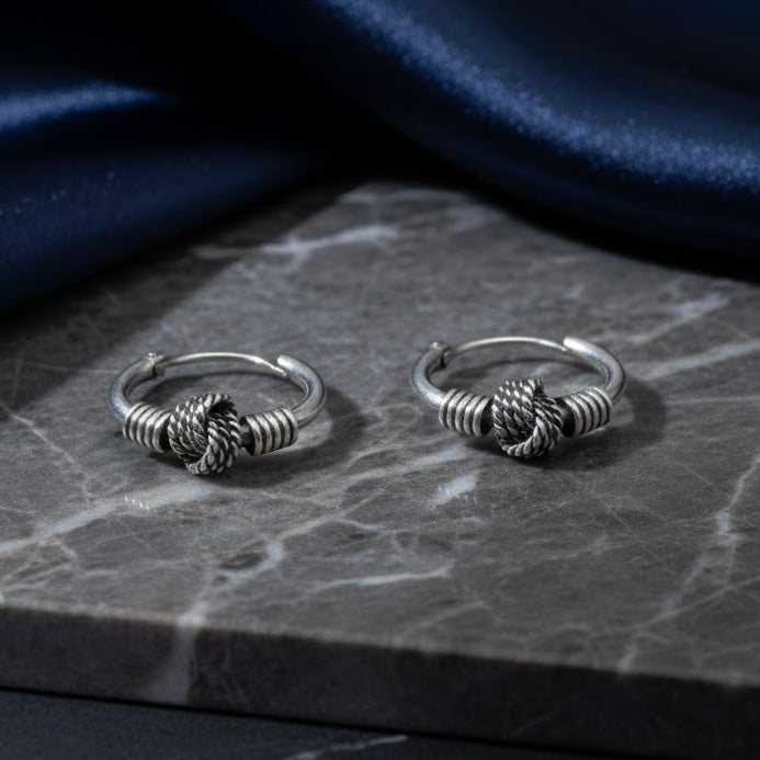 Sterling Silver 2.00mm X 12mm Bali Hoop Earring -SET-44