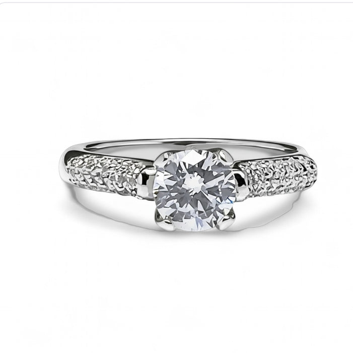 Sterling Silver Round Cut Engagement CZ Ring-ER-69