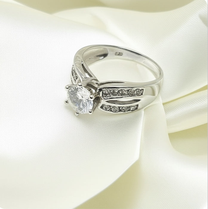 Sterling Silver CZ Engagement Ring- ER-01