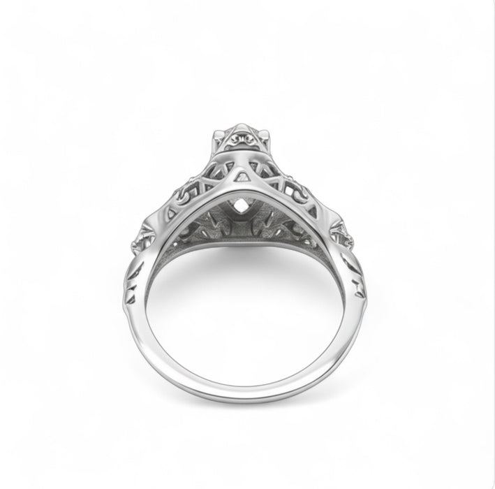Sterling Silver Regal Marquise Cut Engagement CZ Ring-ER-140
