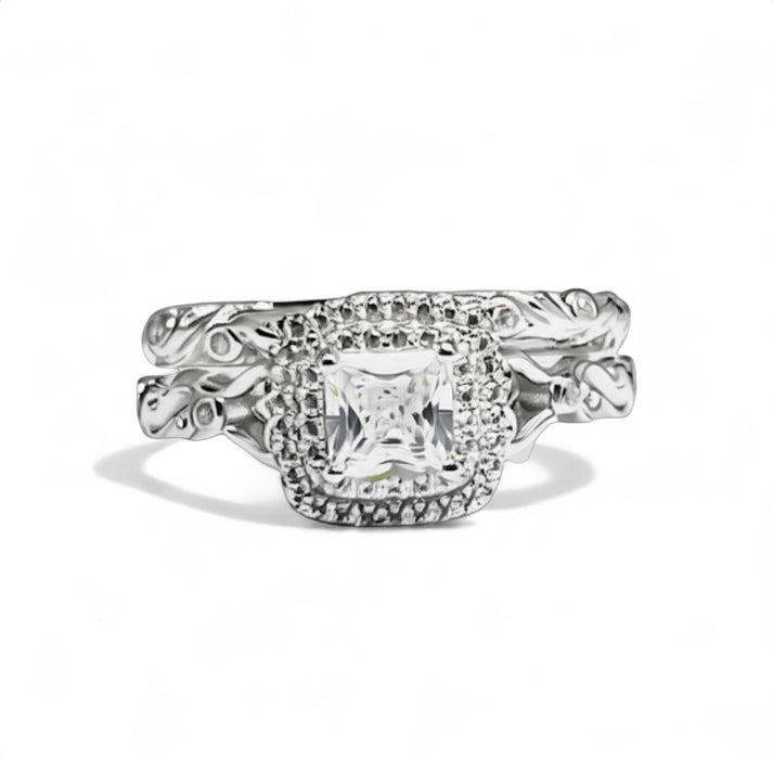 Sterling Silver 2-Piece CZ Engagement Ring Set -ER-89