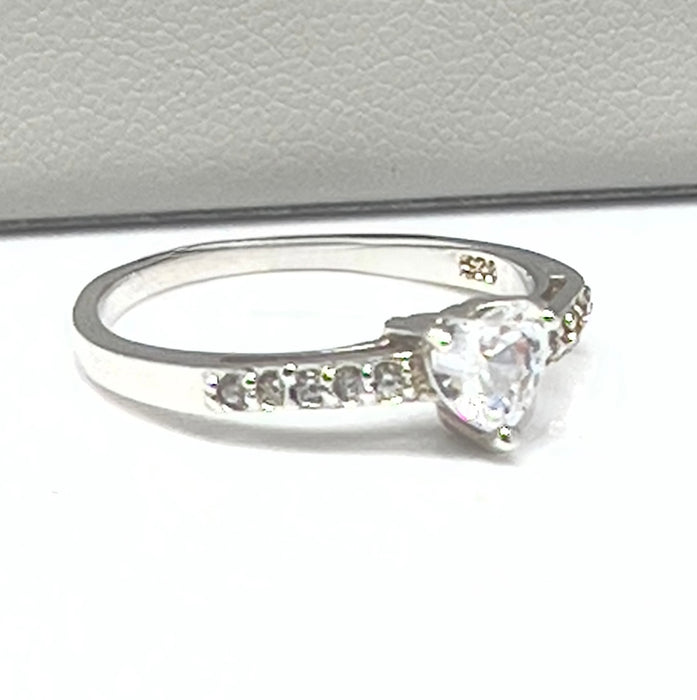 Sterling Silver Heart CZ Ring-ER-10