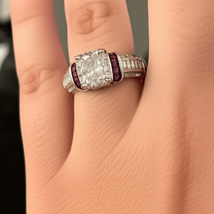 Sterling Silver Emerald-Cut CZ Ring-ER-101