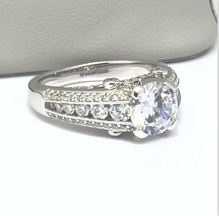 Sterling Silver CZ Engagement Ring-ER-141