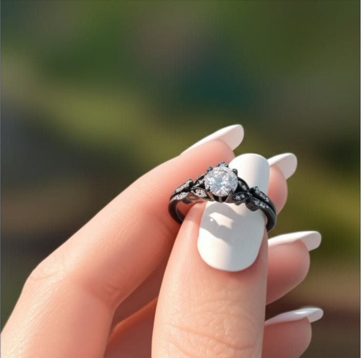 Sterling Silver CZ Engagement Set Ring -ER-155