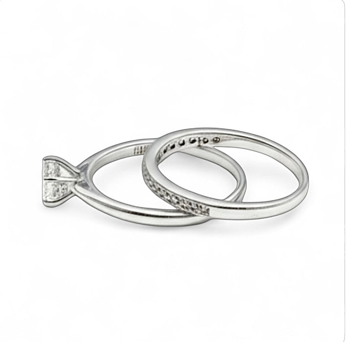 Sterling Silver CZ Engagement Set Ring -ER-142