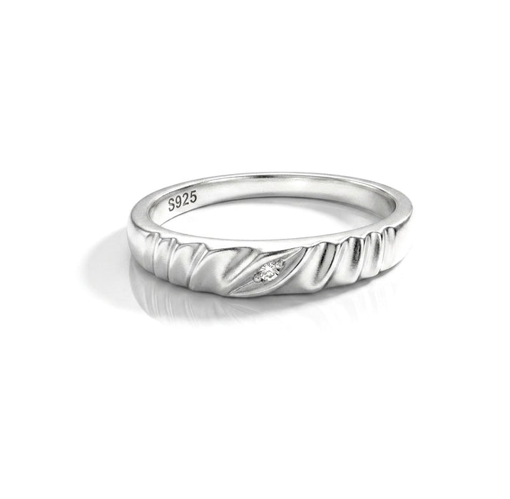 Sterling Silver Clear Engagement Set Ring-ER-105