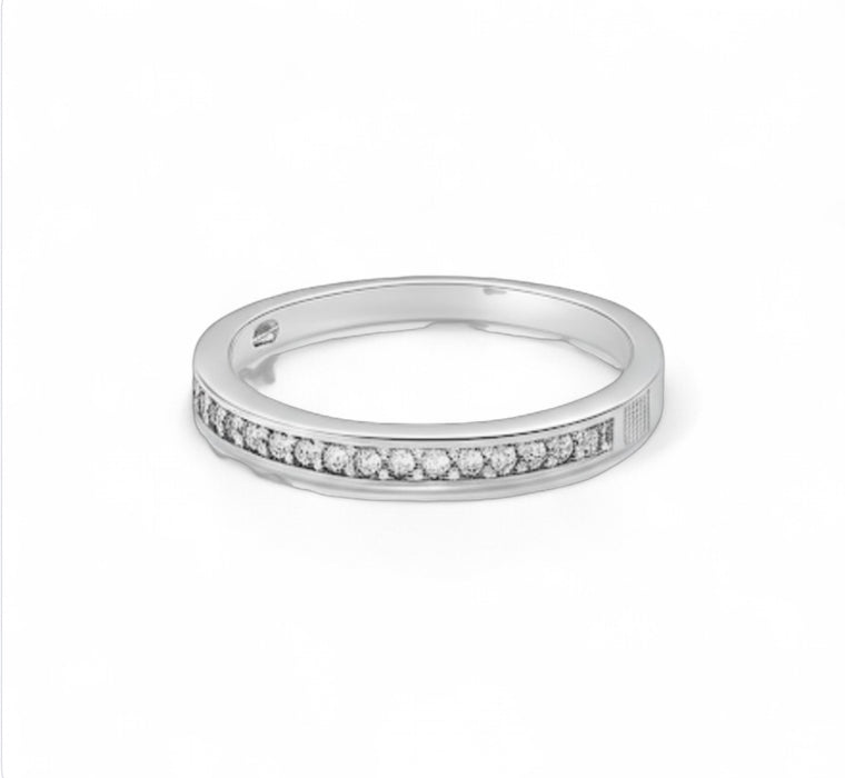 Sterling Silver Herringbone Wedding CZ Rings -ER-92