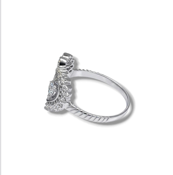 Sterling Silver "MOM" CZ Ring-AE-26