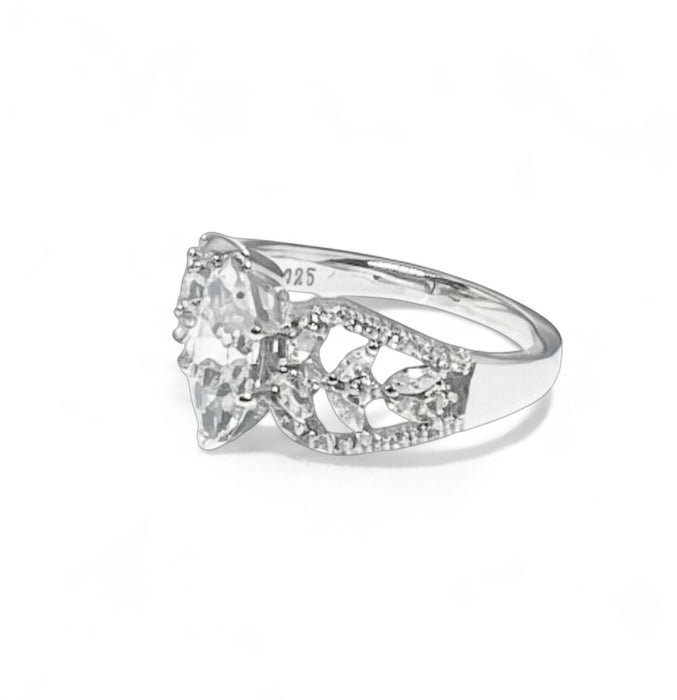 Sterling Silver Elegant Marquise Cut Clear CZ Engagement Ring-ER-148