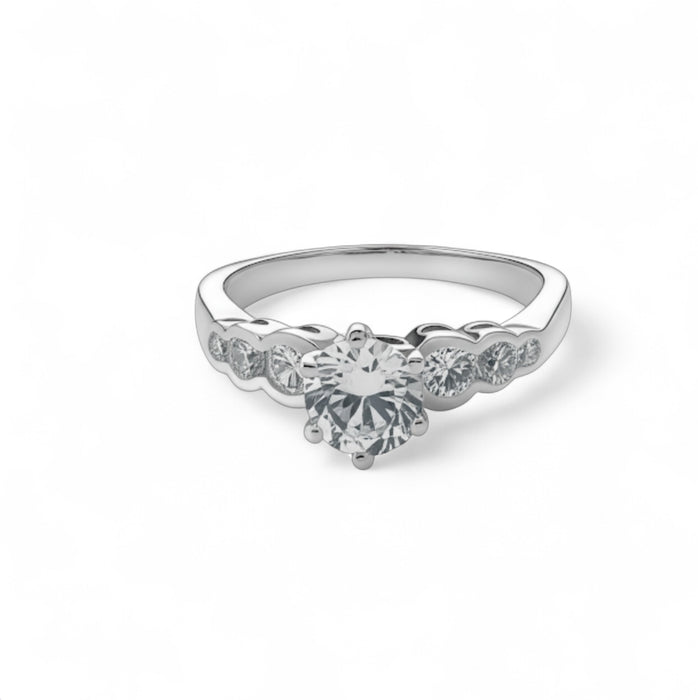 Sterling Silver CZ Engagement Set Ring-ER-119