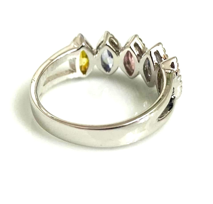 (ULP-50).925 Plata Anillo con 6 ZC en diferentes colores.