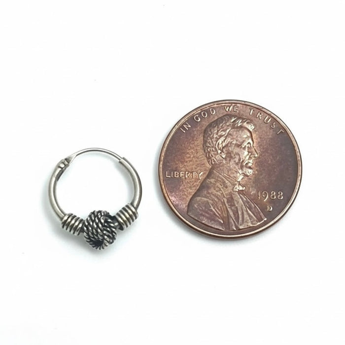 Sterling Silver 2.00mm X 12mm Bali Hoop Earring -SET-44