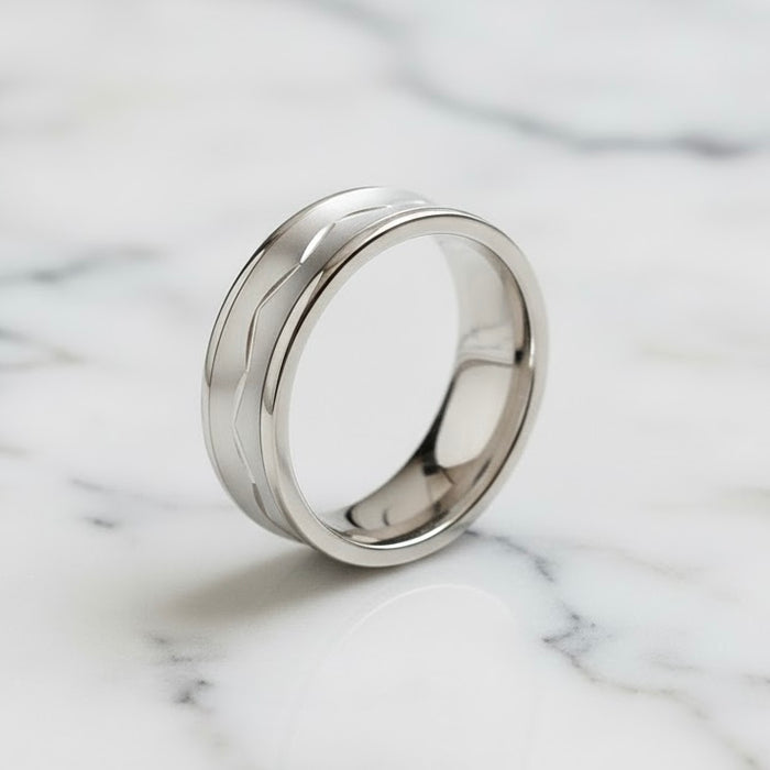 Sterling Silver Diamond Cut Zig Zag Wedding Band Ring-SW-01