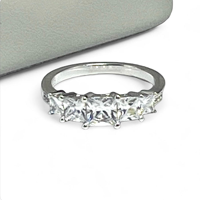 Sterling Silver Engagement Ring with Princess Cut CZ -ER-22
