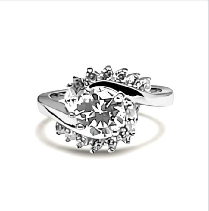 Sterling Silver Halo Swirl CZ Ring-ER-80
