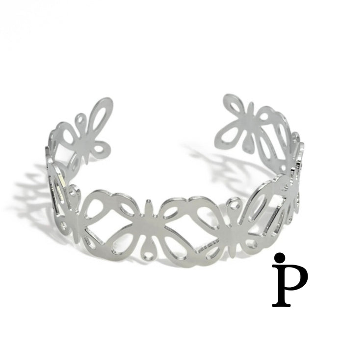 Sterling Silver Butterfly Shaped Bangle Bracelet-SB-05