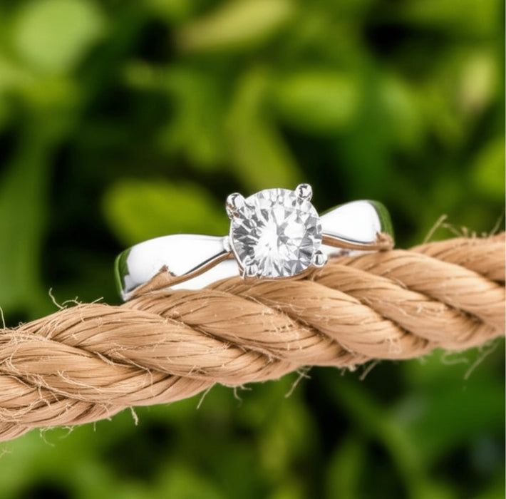 Sterling Silver Round Clear CZ Ring -ER-51