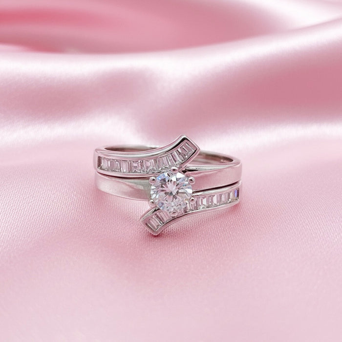 Sterling Silver CZ Wedding Set Ring-CL-08