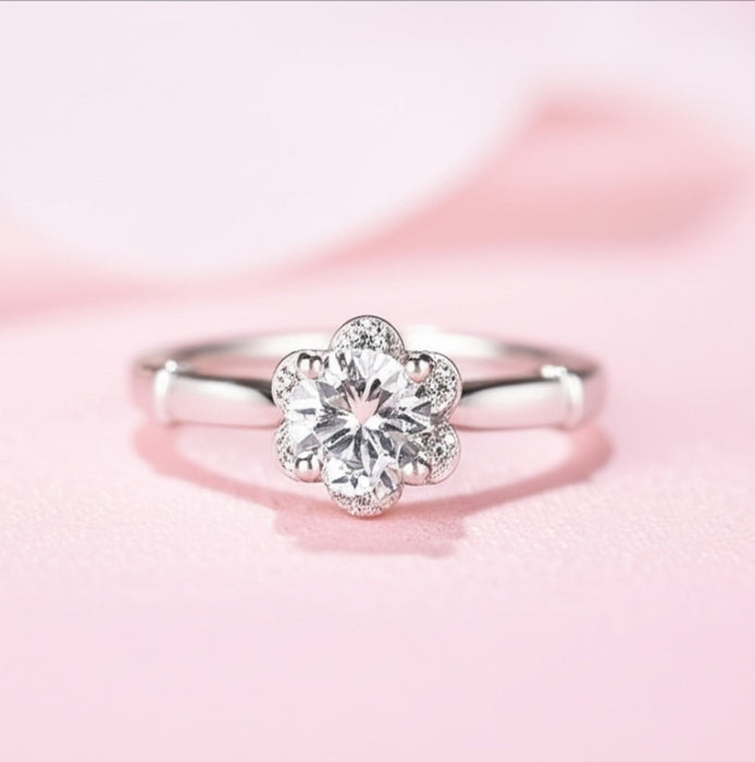 Sterling Silver Engagement Clear CZ Ring -ER-33