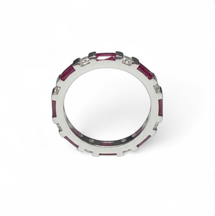 Sterling Silver Stackable Ruby Baguette CZ Ring-CL-21