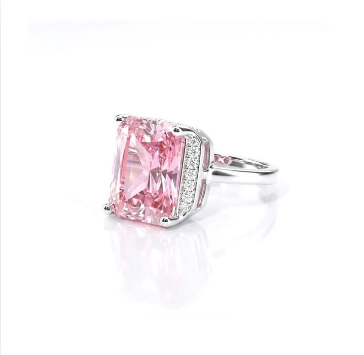 Sterling Silver Pink CZ Ring-AE-54