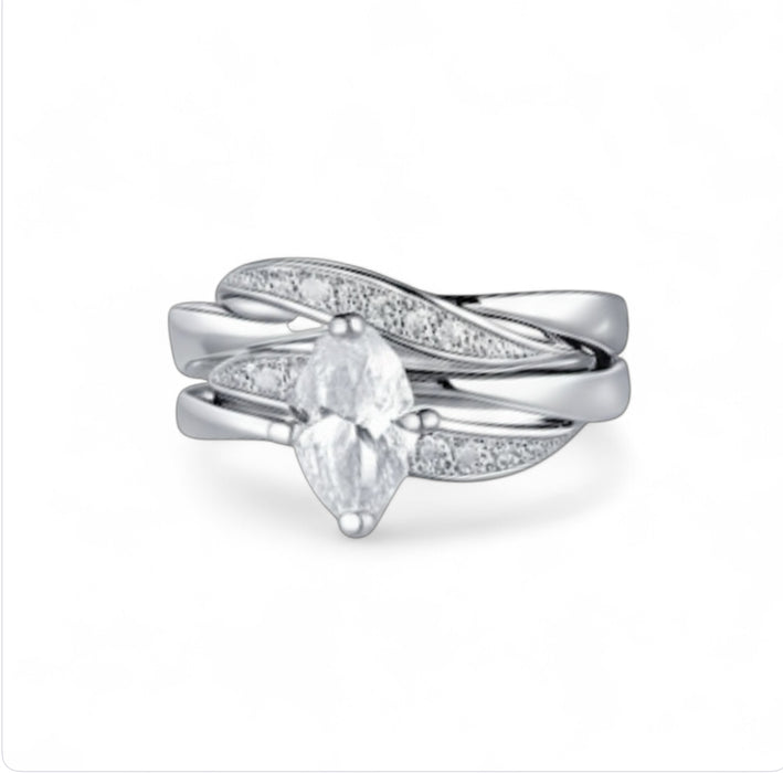 Sterling Silver CZ Baguette Cut Wedding Band Ring-ER-121