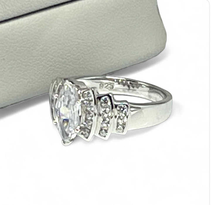 Sterling Silver Marquise CZ Engagement Ring -ER-23