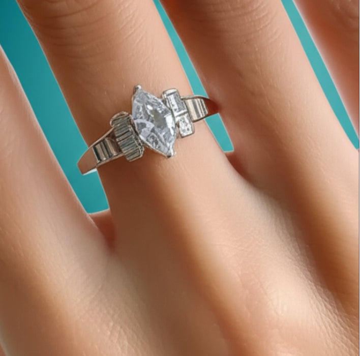 Sterling Silver Marquise CZ Ring -ER-15