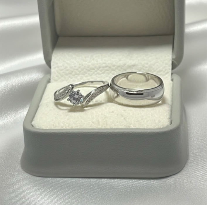 Sterling Silver Trio Wedding Ring Sets-SST-04