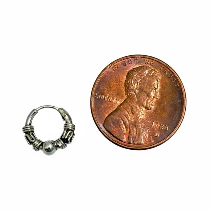 Sterling Silver 2.5mmx 9.5 mm Bali Hoop Earring -SET-52