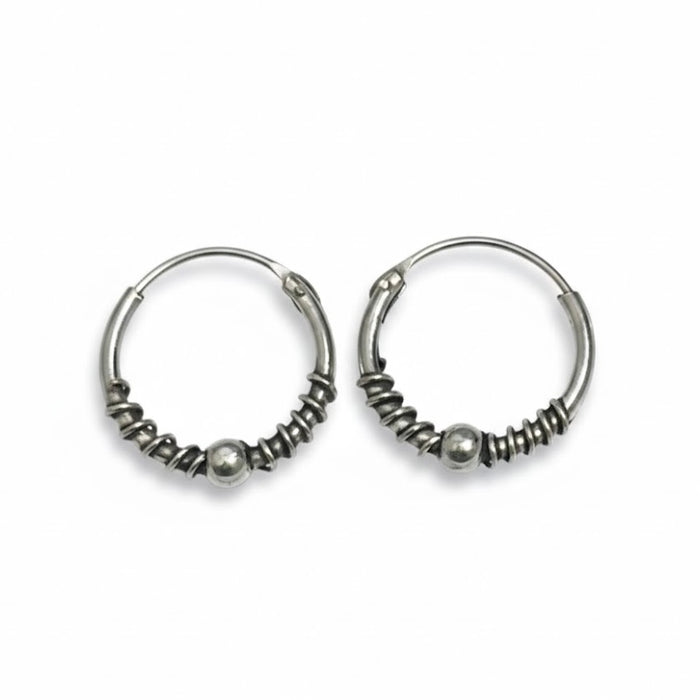 Sterling Silver 3mm x 15mm Bali Hoop Earring- SET-46