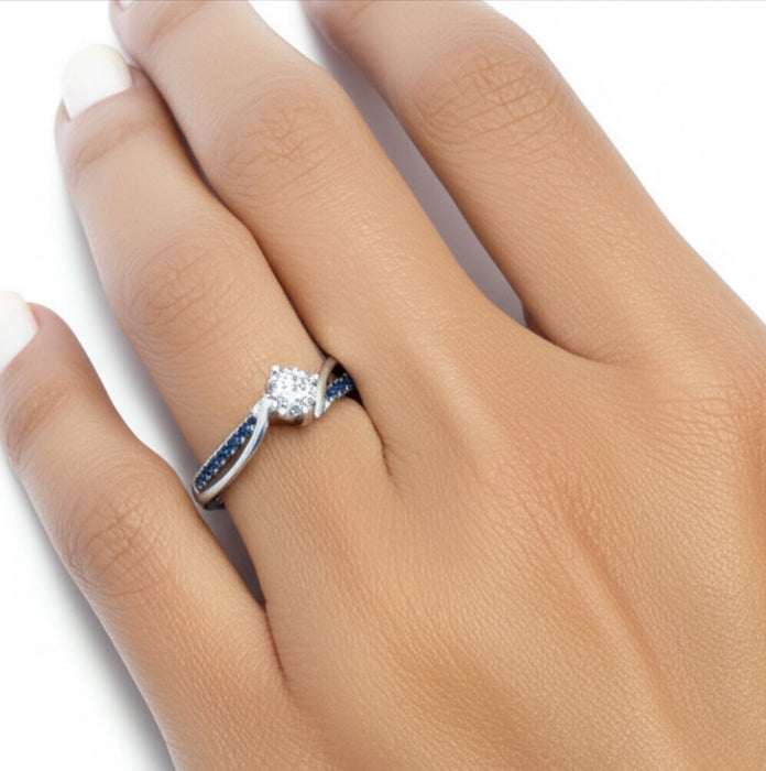 Sterling Silver Blue CZ Ring-ER-76